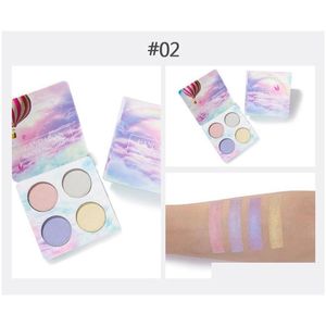 Sombra de ojos 4 colores Handaiyan Chameleon Highlighter Palette Face Contour Makeup Highlighting Bronzer Glow Aurora Shimmer Cosmético Ki Dhmdx