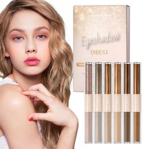 Oogschaduw 6 stks 2in 1 dubbele kop gel oogschaduw hoog gepigmenteerde oogschaduw vloeistof sneldrogend glans glitter oogschaduw primer basismake-up 230921