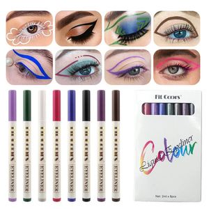 Ombre à paupières 8 couleurs Eyeliner Set séchage rapide facile à colorer maquillage Liner longue durée imperméable cosmétique pour les yeux 231023