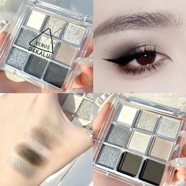 Sombra de ojos 9 colores Matte Dark Smoky Color Eye -Eye -Eye -Eye Grey Pearlescent Glitter Festive Makeup Shadow Sombra Cosmética Portable 231016