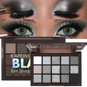 Sombra de ojos Paleta de sombras de ojos ahumada negra 15 colores Paleta de sombras de ojos ahumada gris oscuro negro verdadero Paleta de maquillaje gótico para maquillaje de Halloween L2403