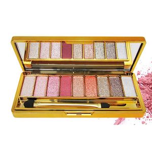 Oogschaduw merk 9 kleuren diamant heldere kleurrijke make -up super flash glitter glitter shimmer oogschaduw palet cosmetica set met borsteleye