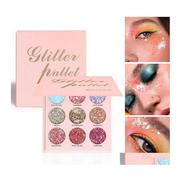 Sombra de ojos CMAADU 9 Color Glitter Paleta de sombras de ojos brillantes flotra metálica iluminar y mejorar sus características coloris beauty ma dhfce