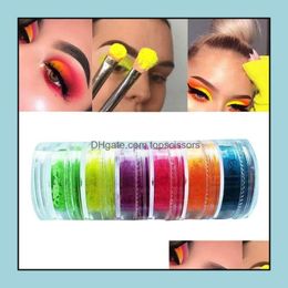 Oogschaduw colorf neon oogschaduw poeder 6 kleuren oogschaduw nail art matte glitter gemakkelijk te dragen cosmetica make -up druppel levering 2022 dhhrf