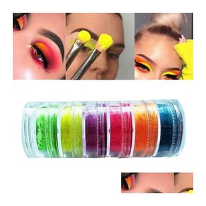 Oogschaduw Colorf Neon Oogschaduw Poeder 6 Kleuren Nail Art Matte Glitter Gemakkelijk te dragen Cosmetica Make-up Drop Delivery Gezondheid Schoonheid Ogen Ot8Pn