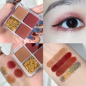 Sombra de ojos colores puré de patata lentejuelas sombra de ojos flor de melocotón Mini portátil luminoso nacarado impermeable paleta ComesticEye