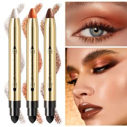 Oogschaduw Double End Glitter oogschaduw Stick Potlood Oogschaduw Make-up Markeerstift Waterproof Shimmer Base Primer Wenkbrauw 230926