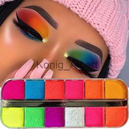 Oogschaduw Oogschaduwpalet 12 Kleuren Mat Neon Fluorescerend Pigment Metallic Make-uppalet Glitter Oogschaduwpalet Nail Art Powder x0804 x0804