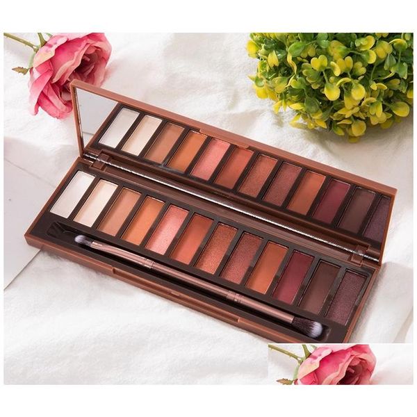 Palette de fard à paupières fard à paupières 12 couleurs étui de maquillage professionnel ensemble de cosmétiques maquillage avec pinceaux livraison directe santé beauté yeux Dhueo