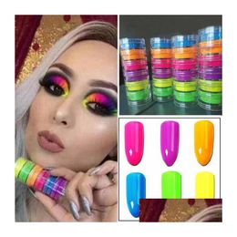 Lidschatten-Lidschatten-Puder, 6 Farben in 1 Set, fluoreszierendes Neonpigment, Schönheit, Kosmetik, Nagelkunst, Drop-Lieferung, Gesundheits-Make-up, Augen, Dhhmq