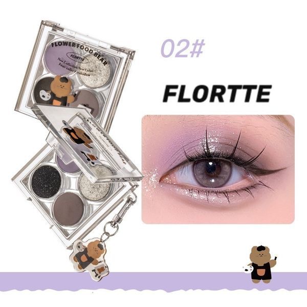 Sombra de ojos FLORTTE Flor Comida Oso Camaleón Ahumado Mate Brillante Placa cuádruple Cosméticos de mujer Cuatro colores Maquillaje 230718