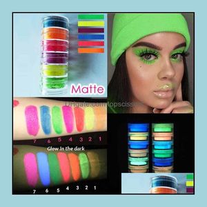 Ombre à Paupières Fluorescent Neon Pigment Ombre à Paupières Palette de Maquillage pour les Ongles Glow In Dark 6 Couleurs Glitter Fard à Paupières Cosmétiques 6Sets Drop Deli Dhrre