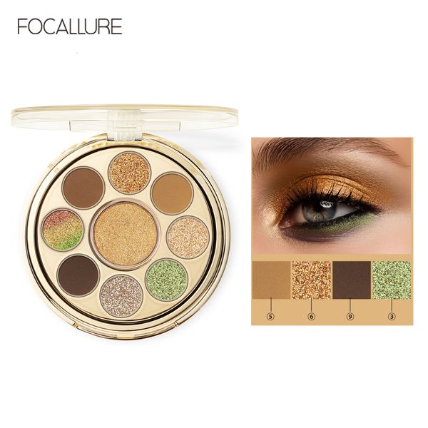 Ombre à paupières FOCALLURE 9 couleurs Palette de fard à paupières scintillante Imperméable à l'eau Longue durée Brillant Shimmer Poudre Maquillage des yeux Cosmétiques 230724