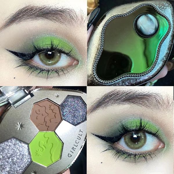 Sombra de ojos Girlcult Cyber Chatty Four Color Eyeshadow Palette Laser Solid Honey Chameleon Blue Maquillaje Cosméticos 230725