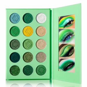 Oogschaduw Groen oogschaduwpalet DE LANCI 15-kleuren sterk gepigmenteerde make-upset Long Wear Free Nude Yellow Emerald EyeShadow Pallet 230718