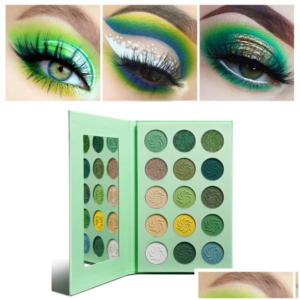 Fard à paupières Vert Smokey Ombre à paupières Matte et Glitter Palettes de maquillage hautement pigmentées Fard à paupières Jaune Violet Bleu 15 Couleur Bright Cre Dhwke