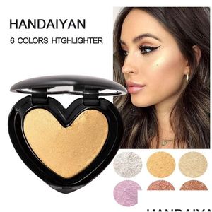 Ombre à paupières handaiyan 6 couleurs Hightlighter Powder palette palette maquillage lueur glabe illuminateur maquillage highlight palette cosm dhsys