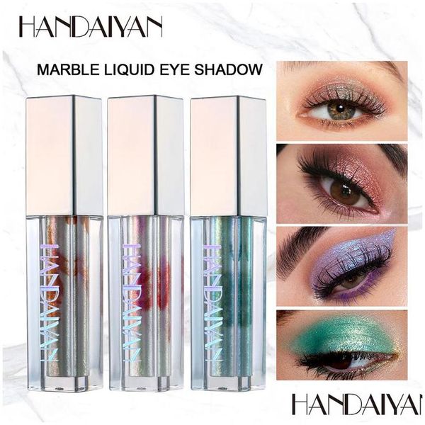 Sombra de ojos Handaiyan Tubos de sombra de ojos líquidos Resplandor Brillo de diamante Colorf Maquillaje de mármol único Brillo Maquillage Entrega de gota Salud B Dh3Nt