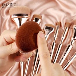 Oogschaduw imagin make -up borstels stellen goudhandgreep voor fundering poeder make -up pincel maquiaGem kabuki borstel schoonheid gereedschap 230211