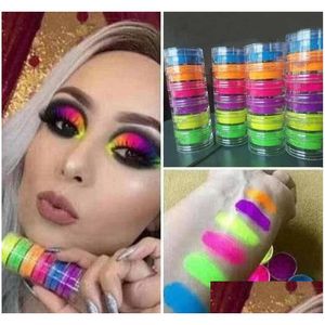 Feed Shadow in Stock Eyeshadow Powder 6Colors Neon Set Beauty Eyes Cosmetics Makeup 6pcs Kit Diy Nail Art Drop Livrot Health Dhjwa