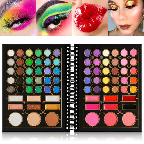 Fard à paupières Just Dance DE'LANCI Professionnel 78 Couleurs Design Carnet Maquillage Complet Fard À Paupières Surligneur Blush Rouge À Lèvres Palette Kit