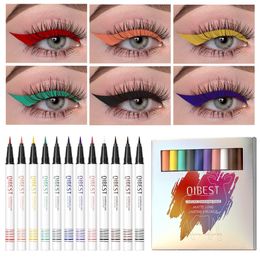 Oogschaduw/voeringcombinatie 12 kleuren Matte eyelinerpotloodset Glittermake-up Waterproof Kleurrijk Vloeibaar kristal Diamant Eyeliner Pen Gel Make-up Cosmetisch 231012