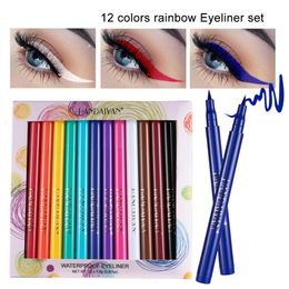 Combinaison ombre à paupières/liner 12 couleurs ensemble Maquiagem Eyeliner liquide mat longue durée stylo cosmétique crayon lisse coloré imperméable maquillage à séchage rapide 231020