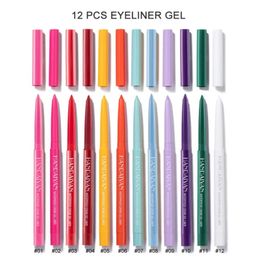 Combinatie oogschaduw/voering 12 stks/set Geen vlekken Eyeliner gel Creme Pen Waterdicht Ultrafijn Maquiagem Blijvend Transpiratie Sneldrogend Ogen Make-up Liner Stick 231020