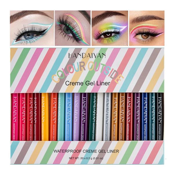 Combinación de sombra de ojos/delineador 20 colores Maquillaje de ojos Juego de delineador de ojos mate Secado rápido Impermeable Delineador de ojos de larga duración Gel Lápiz Festival Tatuaje Iluminar tinte 231031