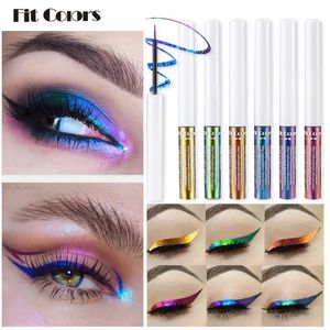 Lidschatten-/Liner-Kombination, 6 Farben, flüssiger Eyeliner, wasserfest, langlebig, perlmuttartig, glitzernd, metallisch, glänzend, Lidschatten, Highlight-Augen-Make-up, 231012