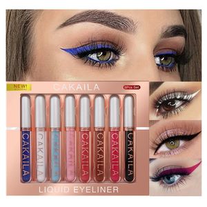 Combinatie oogschaduw/liner 8 kleuren/doos Matte eyeliner-pen Make-up Waterproof Glitter Kleurrijke eyeliner Vloeibaar potlood Sneldrogend Glad ooglid Cosmetica-tool 231207