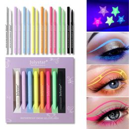 Combinatie oogschaduw/voering 8 stks/set UV-TL-licht Neon Creme Gel Eyeliner Pen Waterdicht Glad Zijdeachtig oogvoeringpotlood Make-up cosmetica 231113