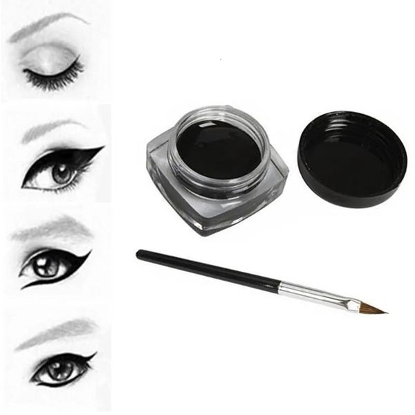 Eye Shadow Liner Combinaison Eyeliner Noir Crème Imperméable Beauté Cosmétiques Gel Longue Durée Fard À Paupières Outils De Maquillage Avec Ensemble De Pinceaux Liner 231013