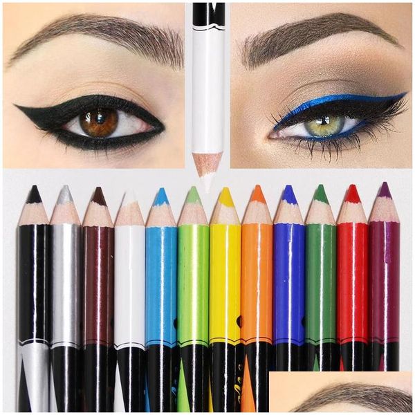 Combinación de sombra de ojos / delineador Colorf Eyeliner Pen Pearl Shadow Pencil Mate a prueba de agua No florece Y Charming Lasting Eyeliners Cosm Dh8G7