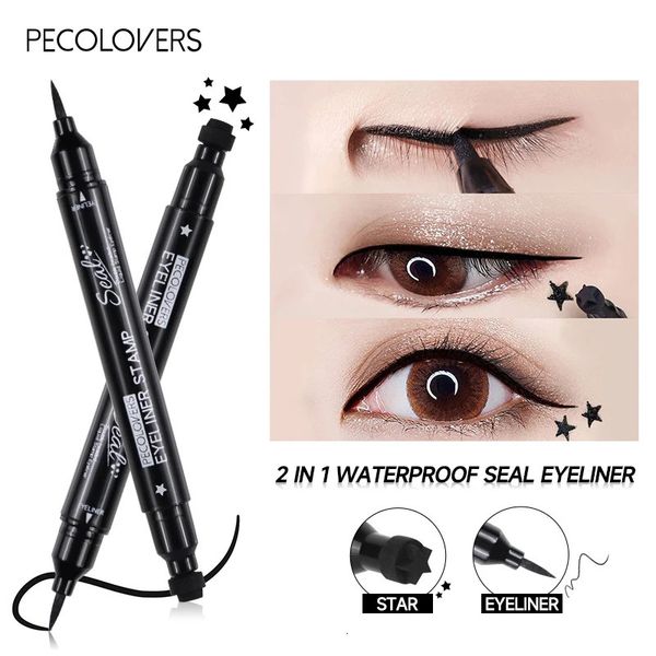 Eye Shadow Liner Combinaison Cinq Styles Eyeliner Timbre Fleur Étoile Stylo Liquide Double extrémité Lazy Liner Crayon Séchage Rapide Maquillage Imperméable 231013