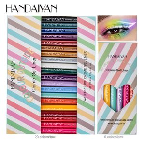 Combinatie oogschaduw/liner HANDAIYAN Gekleurde eyelinerset Make-up gelpotlood Waterproof eyeliner Crèmepen Gemakkelijk te dragen Matwit Geel Cosmeticatool 231012