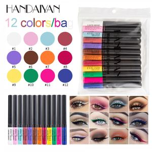 Combinaison ombre à paupières/liner Kit d'eyeliner coloré HANDAIYAN 12 couleurs/paquet maquillage liquide imperméable mat cosmétiques longue durée 231020