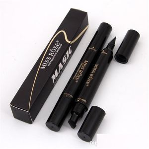 Oogschaduw/voeringcombinatie Miss Rose make -up vloeibare eyeliner potlood snel droge waterdichte voering zwarte kleur met stempel Korea cosmeti dhd2d