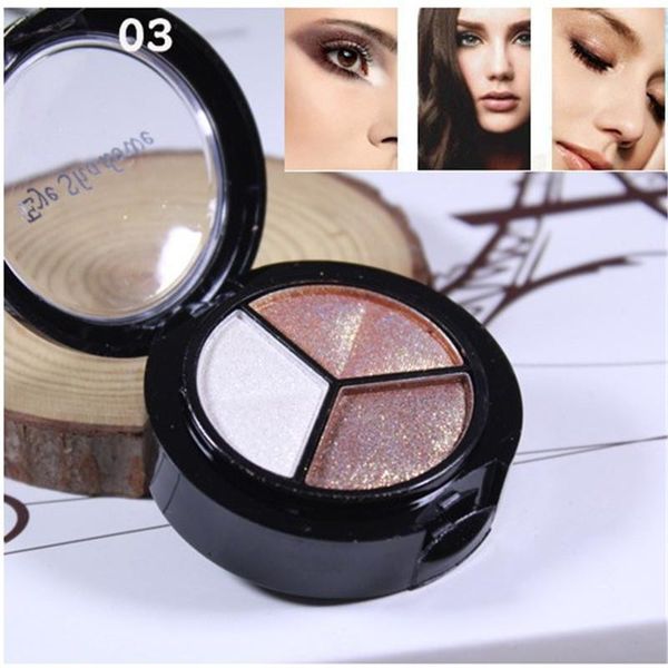 Sombra de ojos maquillaje brillo paleta de sombra de ojos 3 colores juego de cosméticos ahumados profesional Natural mate elegante GlitterEye