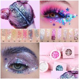 Oogschaduw maquillage enkele pailletten oogschaduwgel glitter star hart fragmenten longlasting gemakkelijk te dragen diamanten glanzende gezichtsmake -up d dhtet