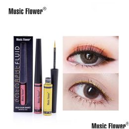 Ombre À Paupières Musique Fleur Étanche Longue Durée Liquide Doublure Stylo Shimmer Fard À Paupières Cosmétique Colorf Glitter Eyeliner Maquillage Beauté Dro Dhhtm