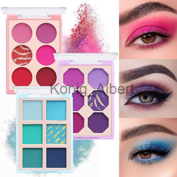 Sombra de ojos NUEVA Paleta de sombras de ojos de 6 colores Deslumbrante Impermeable a prueba de sudor Perla Mate Larga duración Fácil de usar Maquillaje Brillo Sombra de ojos x0804