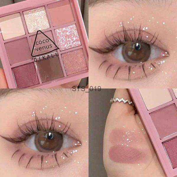 Nouvelle Palette de fard à paupières neuf couleurs Rose Rose couleur nacré mat paillettes fard à paupières Palette brillant ombre à paupières pigments pour les yeux L231115