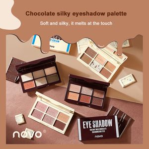 Oogschaduw NOVO 4 kleuren Chocolate Silky Eyeshadow Palette Waterproof Zweetbestendig Fijn poeder Langdurig Matte Glitter Oogschaduw TSLM2 230724