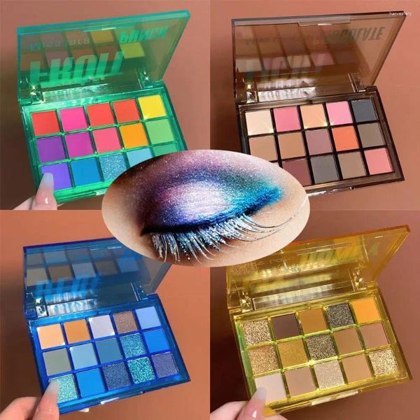 Paleta de sombra de ojos, pigmento cosmético resistente al agua, mate, sombras mate, paleta de neón, paleta de sombra de ojos para fiesta, 15 colores