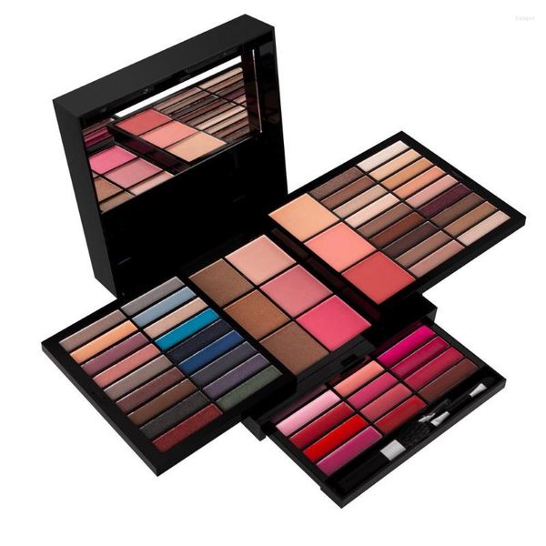 Ombre à paupières marque privée Logo personnalisé Collection de maquillage dames mode fard à paupières Compact brillant à lèvres Kit de fard à joues boîte de Piano poudre