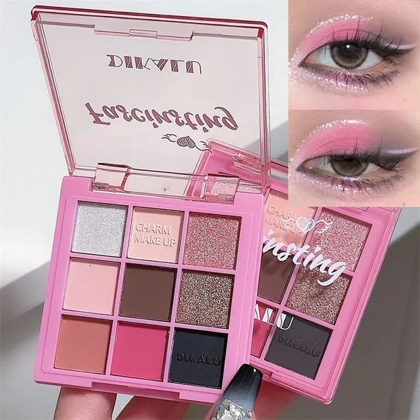 Ombre à paupières Punk Rose Balck Palette de fard à paupières 9 couleurs perle mat Smoky Rose miroitant paillettes cosmétiques doux yeux maquillage 231129