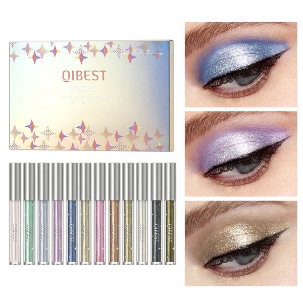 Sombra de ojos Qi Glitter Shimmer Sala de ojos Set Cosmetic Lápiz Cosmética delineador de ojos Quick Drying Liquiding Outline Eyemakeup 230815