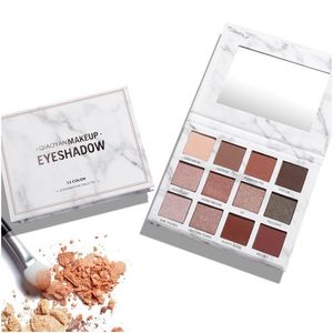 Oogschaduw Qiaoyan Earth Color Eyeshadow Palette Gepigmenteerd Waterproof Langdurig 12 kleuren Shimmer Matte Oogschaduw Highlighter Powd Dhyxq