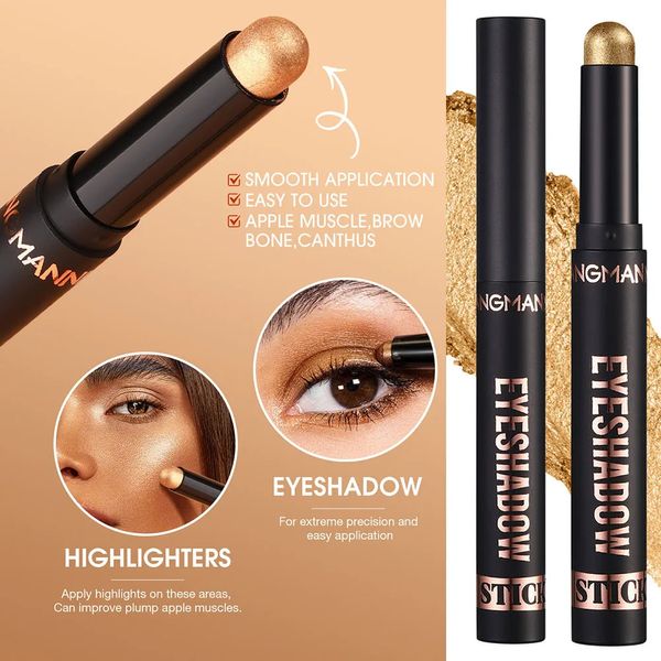 Stick à paupières Highlight crayon imperméable mate mate maquillage chatoyant à longerons longlasting cyellash mât de fard à paupières Cosmetics 240425